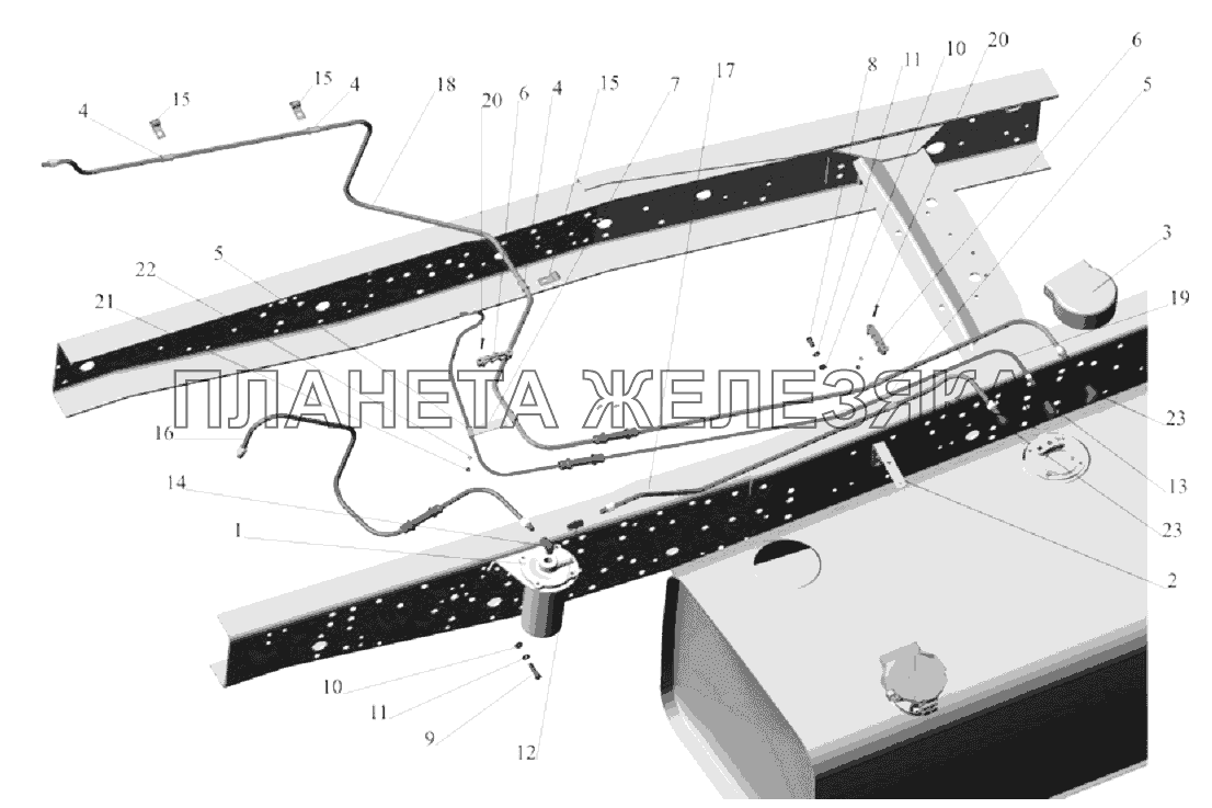 Установка топливопроводов (без подогревателя) 5336A5-1104002-010 МАЗ-6303A3, 6303A5